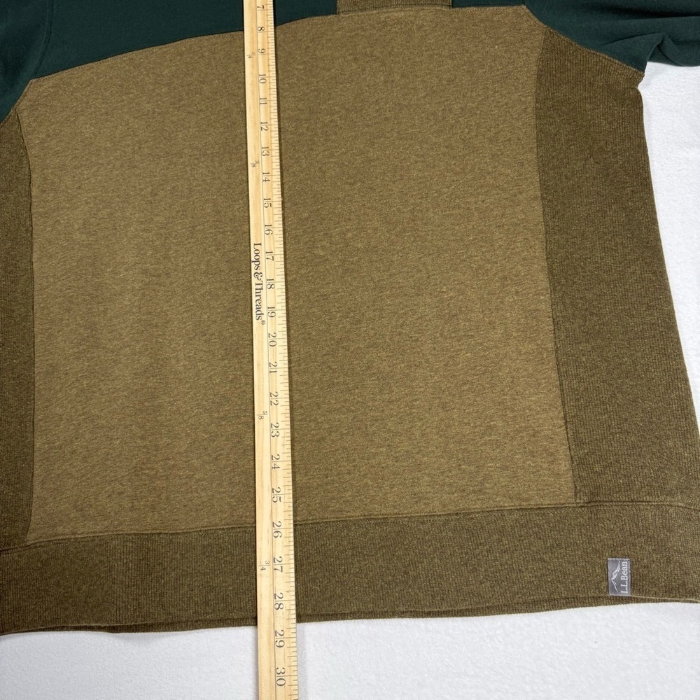 LL Bean Men Slightly Fitted Colorblock Crewneck Sweatshirt Green Brown XL 509939 - Picture 6 of 8